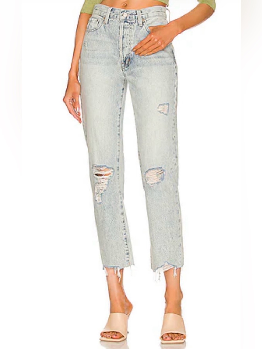 Pistola Charlie High Rise Straight Crop Jeans 25 Hysteria Distressed P6883RLP